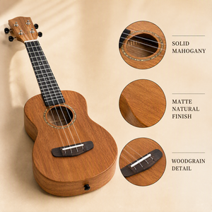 Ukelele de Caoba Maciza de 23 Pulgadas (Soprano) y 26 Pulgadas (Concierto), Acabado Mate, Cuerdas de Nailon, OEM, ODM - Product Image 4