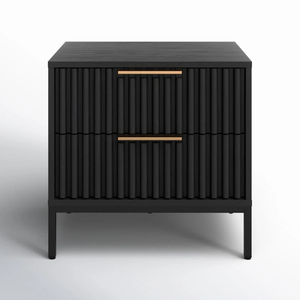 Stylish 2 Drawer Nightstand Black Mango Wood Durable Solid Wood Construction Elegant Design Perfect For Bedroom Storage - Product Image 1