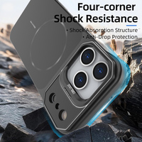 Funda Magnética sin Marco con Anillo Metálico para Cámara y Soporte, Carcasa Mate de PC a Prueba de Golpes para iPhone 13 14 15 16 17 18 Pro Max