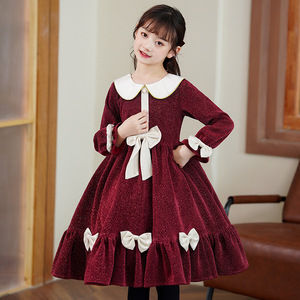 Autunno/inverno ragazza vestito paillettes manica lunga rosso Costume di natale per le ragazze 4-10T bambini compleanno sera festa <span class=keywords><strong>vestiti</strong></span> della principessa - Product Image 3