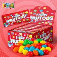 Skittle-s type zure suikergoedgecoate kauwgom snoepjes, op maat gemaakte OEM private label gemengde fruit smaken, BRC ISO fabriek, 30g bulk groothandel