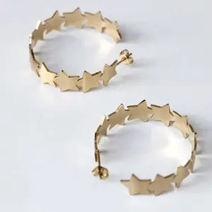 Statement Fashion Stainless Steel Jewelry Matte Large Star Hoop Earrings