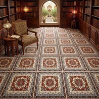 Dalles de moquette en nylon 66 de qualité commerciale 1m x 1m, motif Mandala Islamique complexe, pour Mosquées Royales, Bibliothèques et Salons