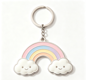 Rainbow Enamel Metal Key Chain Stainless Steel Pendant <b>Keyring</b> Cloud <b>Charm</b> Gift Accessory - Product Image 1