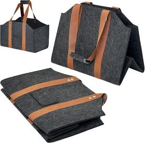 Multi Purpose Foldable <strong>Large</strong> <strong>Log</strong> <strong>Basket</strong> Stable Thick Firewood Felt Storage <strong>Basket</strong> with Long Shoulder Strap and Reinforced Handle - Product Image 5