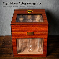 Humidor carré classique en cèdre espagnol avec hygromètre numérique, boîte de stockage pour l'âge du cigare, fenêtre transparente, 8 tubes aromatiques