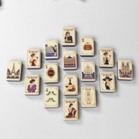 Juego de Mahjong Americano de Lujo Personalizado, Listo para Enviar, con Fichas con Diseños de Lugares Emblemáticos de París, Arte del Joker, Reverso de Mármol Verde y Accesorios