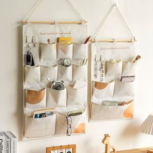 High Quality 10-Cell Canvas Hanging Storage <b>Bag</b> Wear-Resistant Washable Folding Organizer for Home for Daily Jewelry Wall - Product Image 4