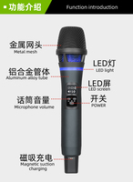 Microphone portable N30+LS07 avec récepteur, appairage infrarouge, charge magnétique, microphone rechargeable 2200mAh pour karaoké