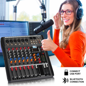 ลดราคา DX6 มิกเซอร์ระดับมืออาชีพ 6 แชนแนล พร้อมพาวเวอร์แฟนทอม 48V มิกเซอร์เสียงดีเจ/มิกเซอร์เสียงแบบ USB - Product Image 6