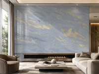 Dalles de marbre bleu ciel pour comptoirs de cuisine, consoles, baignoires autoportantes, escaliers et panneaux muraux décoratifs, revêtements de sol