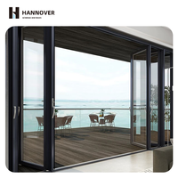 Porte pliante en aluminium de qualité marine HANNOVER, robuste, insonorisée, résistante au sel, avec cadre en verre et barrière thermique extérieure
