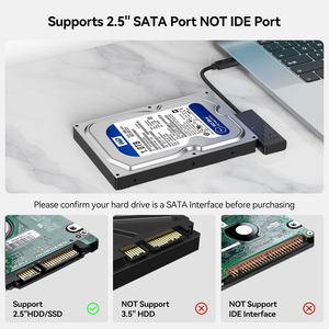 Adaptador SATA a USB C para <span class=keywords><strong>disco</strong></span> <span class=keywords><strong>duro</strong></span> de 2,5 pulgadas, SSD, convertidor tipo C, <span class=keywords><strong>cable</strong></span> <span class=keywords><strong>lector</strong></span> de <span class=keywords><strong>disco</strong></span> <span class=keywords><strong>duro</strong></span> externo SATA III - Product Image 3