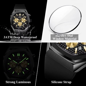 Montre de Business 893 pour Hommes, Étanche, Chronographe Lumineux, Date, Bracelet en Silicone, Montre à Quartz pour Hommes - Product Image 4