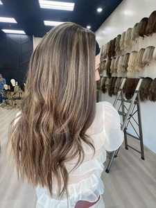 Hermosa <span class=keywords><strong>morena</strong></span> resaltar marrón europeo pelucas de cabello humano con diadema sin pegamento mejor calidad asequible Bandeau <span class=keywords><strong>peluca</strong></span> para mujeres - Product Image 5