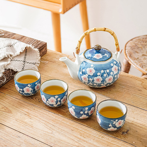 Juego de Té Japonés de Cerámica con Tetera y Taza, Juego de Té Azul y Blanco para Adultos - Product Image 5