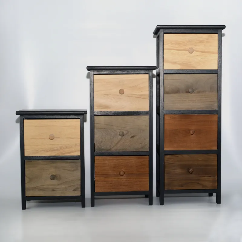 Grey color 3 drawer vintage wood cabinet