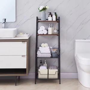 욕실 3 층 목재 및 스테인레스 스틸 선반 트롤리 유틸리티 스토리지 롤링 카트 4 륜 주방 트롤리 - Product Image 4