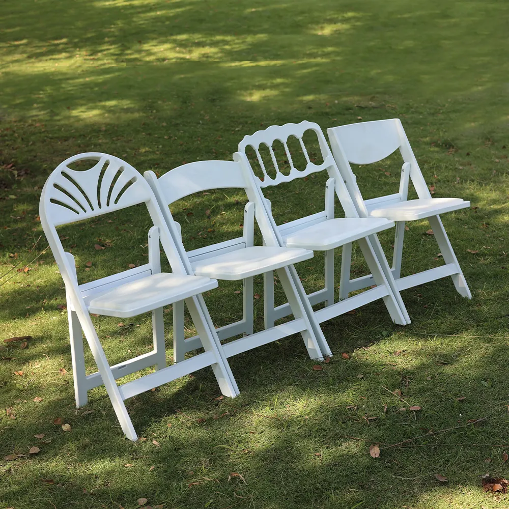 Wholesale resin wedding event used fan back wimbledon garden chairs white plastic outdoor folding chair