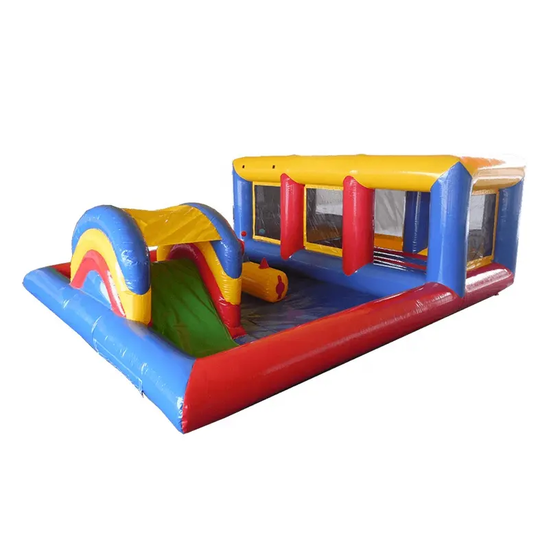Comobo บ้านกระโดดพองสำหรับขายสไลด์พีวีซีเด็กตลก Playzone กับเตียงใหญ่และลูกบอล Roofed โพล