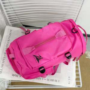 Waterproof Pink Barrel Gym <b>Backpack</b> <b>Large</b> Capacity Travel Duffel Bag Multi Buckle Sports Fitness Bags Custom Logo Wholesale - Product Image 6