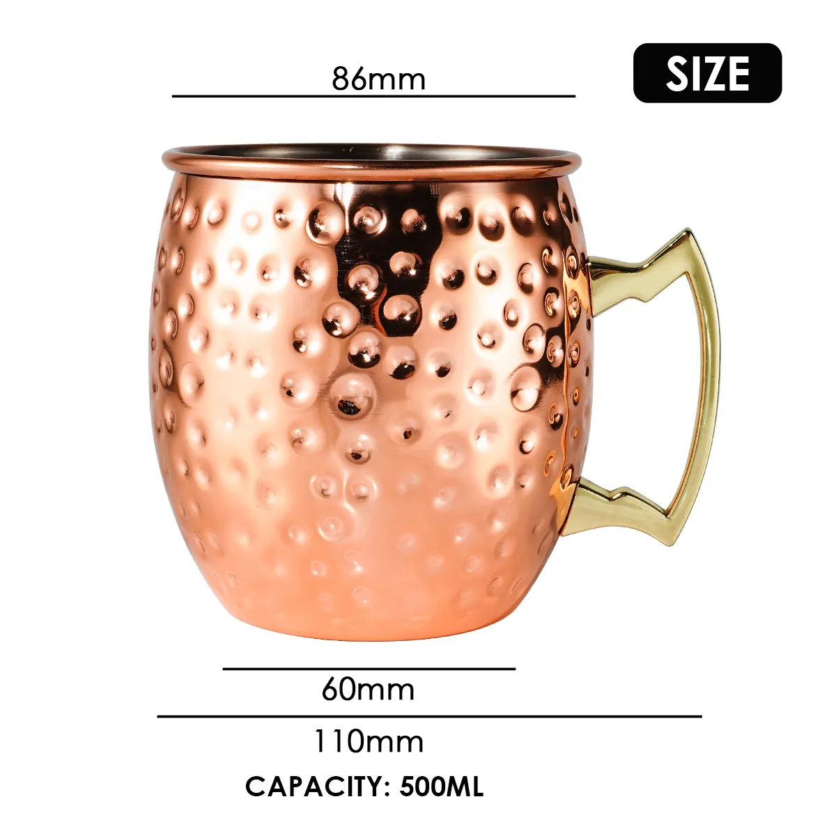 Tasse en acier inoxydable Cocktail Moscou Mule Cuivre Tasses 500ml Bière Tasse Bar Outils Moscou Mule Tasse