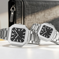 Montre de couple SKMEI 9398 à quartz, bracelet en acier inoxydable, étanche, pour amoureux, analogique, sportive, pour le bonheur des partenaires