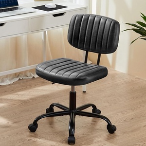 Anji cómodo cojín grueso diseño Flexible blanco altura ajustable sin brazos 360 giratorio <span class=keywords><strong>PC</strong></span> <span class=keywords><strong>Silla</strong></span> de <span class=keywords><strong>escritorio</strong></span> de oficina para espacio pequeño - Product Image 4