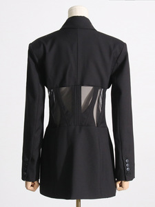 <span class=keywords><strong>Blazer</strong></span> de Alta Gama para Mujer, <span class=keywords><strong>Blazer</strong></span> Elegante con Cuello en V, Transparente y Sexy, con Malla y Corte Ajustado - Product Image 5