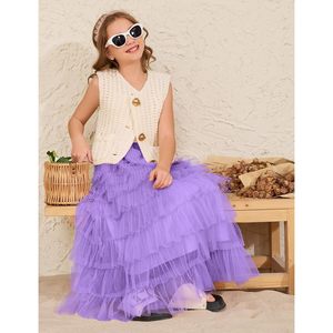 Falda de tul FOXA para niñas, larga, con volantes en capas, de malla, tipo petticoat, de 5 a 14 años - Product Image 3