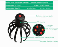 Masseur électrique pour le cuir chevelu YK-1806 Octopus, portable USB, lumière rouge, vibration, pour soulager le stress, contrôle du temps de massage, cadeau