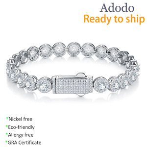 Chaîne cubaine Miami en argent sterling S925 avec moissanite incolore taille brillant 7 mm, halo épais et cluster éclatant, style streetwear bling-bling - Product Image 2