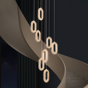 Lámpara de Araña Moderna de Lujo Ligero, LED, Acrílica, Ovalada, Colgante, <span class=keywords><strong>para</strong></span> Escalera de Villa, Decoración de <span class=keywords><strong>Interiores</strong></span>, Lámparas de Araña Largas <span class=keywords><strong>para</strong></span> <span class=keywords><strong>Escaleras</strong></span> - Product Image 5