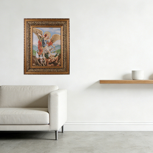 Decoración de Pared de San Miguel Arcángel, 43*53cm, Lienzo Religioso Dorado, Cuadros Artísticos con Marco, Decoración Católica para el Hogar - Product Image 2