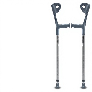 Béquilles télescopiques réglables en alliage d'aluminium, aide à la marche sous les aisselles pour la rééducation des personnes handicapées, couleur argent, taille unique - Product Image 1