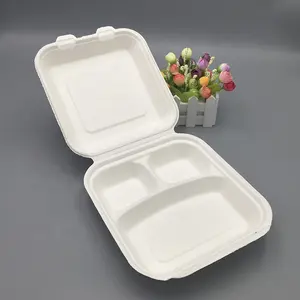 Kingwin Wegwerp Biologisch Afbreekbare Micromave Veilige Suikerriet Bagasse Pulp Weg Te Nemen Voedselcontainer Van 600Ml Clamshell