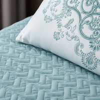 Ensemble de couette moderne de luxe à motif grec en relief, couleur vert sarcelle uni, 100% microfibre de polyester, léger, pour l'été, anti-plis