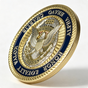 Pièce de monnaie commémorative personnalisée en alliage de zinc 3D gaufré, finition émail bleu marine, pour Halloween, Noël, ou événements commémoratifs et honorifiques - Product Image 5