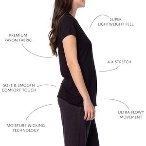 T-shirts à col rond pour femmes, coupe classique, jersey de coton et élasthanne, respirant, manches courtes, pour entraînement, yoga, sommeil, lot multiple - Product Image 4