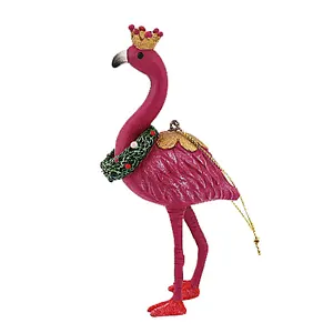 Schlussverkauf Harz rosa Flamingo Krone Ornament hängender Weihnachtsbaum und Party-Dekoration Weihnachtskugel-Ornament