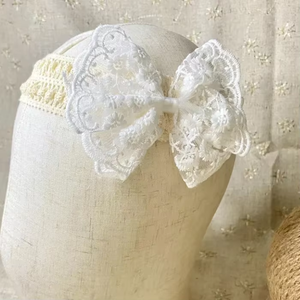 Fabbrica avorio/<span class=keywords><strong>rosa</strong></span>/bianco fiocco per bambine in pizzo fascia per bambini e fiocco per capelli <span class=keywords><strong>da</strong></span> neonato - Product Image 5