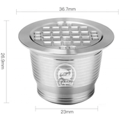 Capsule de café rechargeable en acier inoxydable pour machine à expresso avec 1 cuillère et 1 brosse