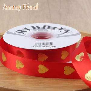 AM-RP024 Saint-Valentin Rubans d'amour dorés de 2,5 cm pour bouquets, emballage cadeau, fleurs <span class=keywords><strong>et</strong></span> nœuds - Product Image 5