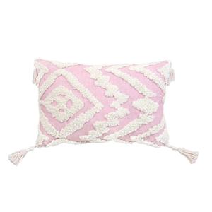 HMS 13 \ "X 20 \" cuscino decorativo astratto materico rosa e bianco con nappe - Product Image 2