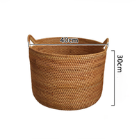 Panier à linge en rotin fait main avec couvercle, grande capacité, panier à linge sale avec poignée, organisateur de rangement pour la maison, la décoration d'hôtel