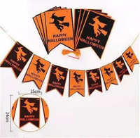 Drapeau triangulaire en tissu non tissé avec cordon de tirage, article décoratif pour les fêtes d'Halloween, les rassemblements, marque Yueming, fabriqué à Tianjin