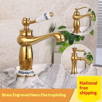 Robinet de lavabo en cuivre moderne et minimaliste, à poser sur le comptoir, cartouche en céramique, rotation à 360 degrés, capteur tactile, eau chaude/froide, doré