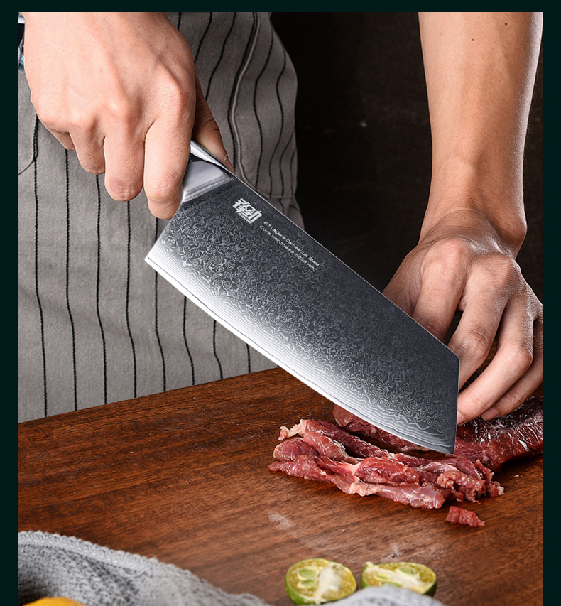 FINDKING Gorgeous Series 67 Layers Damascus Steel Kitchen Knives Abalone Resin Handle Professional Butcher Meat Cleaver Knife