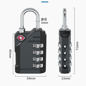 Serrure à combinaison approuvée par la TSA, 4 chiffres, alliage de zinc, anse de 3 mm pour bagages et sacs - Product Image 1