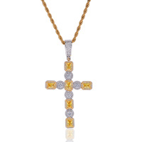 Pendentif Croix Hip Hop Carré et Rond avec Grand Zircon, Accessoires DJ et Danse Urbaine